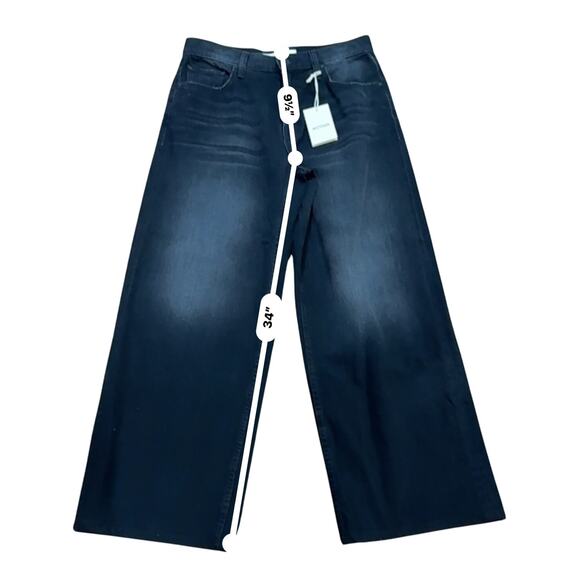 MOTHER The Spinner Zip Sneak Jeans Faded Black Magic 28 High Rise Wide Leg Denim - Picture 5 of 13